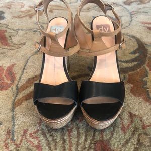 Dolce Vita high heeled Black and Tan cork wedge size 9.5